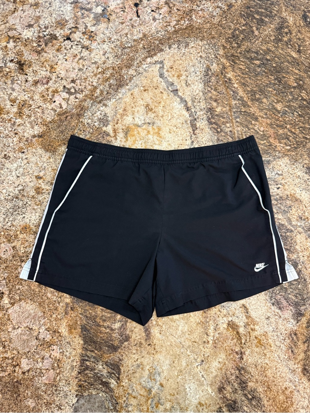Nike Black Athletic Shorts with White Piping